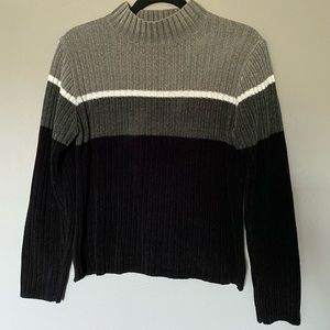 Sonoma Grey/Black/White Striped Sweater